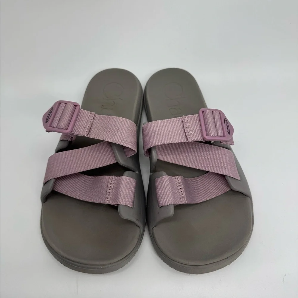 Chaco Women's Chillos Slide Slip On Sandals Gray +  Mauve Gorpcore Summer Size 8